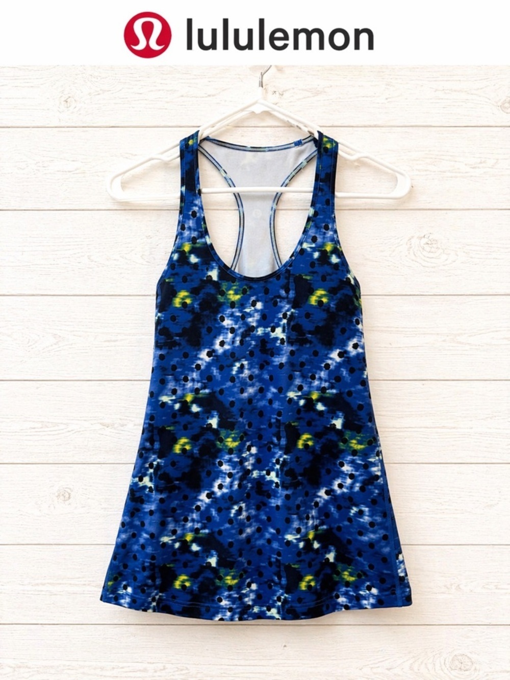 LULULEMON Blue Pattern Racerback Tank Top Size S